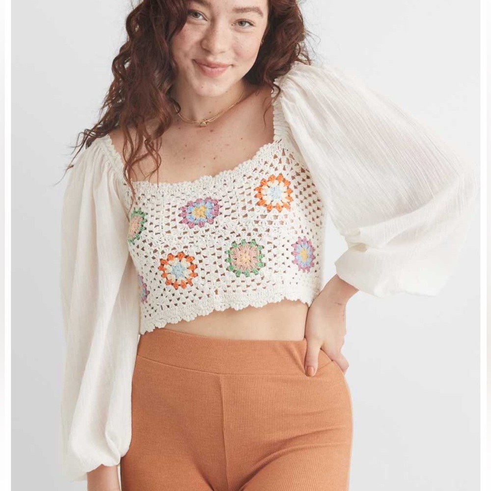Aerie Crochet Vacay Top